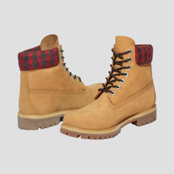 Timberland Men's Timberland Premium 6" Waterproof Boot , Wheat/Plaid Nubuck - Picture 3 of 4